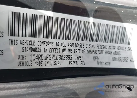 2020 Dodge Durango Pursuit Awd from USA, damaged, VIN 1C4RDJFG7LC309893